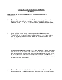 Group Discussion Questions for 4/3/13: Revelation 6