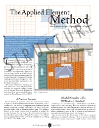 The Applied Element Method (AEM), with Those of the Current Standard Analysis Figure 1: Simple Structure Method, the Finite Element Method (FEM)