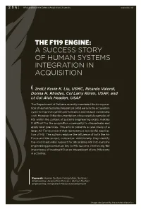 The F119 Engine: a Success Story of Human Systems Integration in Acquisition