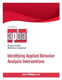 White Paper on Identifying ABA Interventions