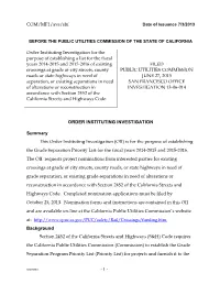 COM/MF1/Avs/Sbf Order Instituting Investigation for The