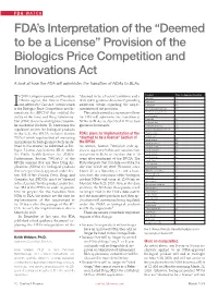 FDA's Interpretation of the “Deemed to Be a License”