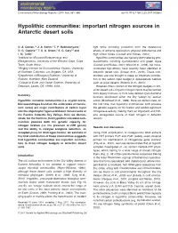 Hypolithic Communities: Important Nitrogen Sources in Antarctic Desert