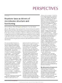 Keystone Taxa As Drivers of Microbiome Structure and Functioning