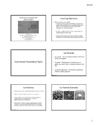 Learning Objectives Cool-Season Precipitation Types Ice Particles Ice