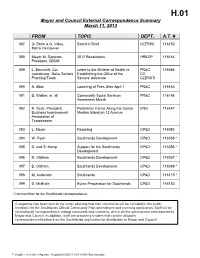 Mayor and Council External Correspondence Summary March 11, 2013