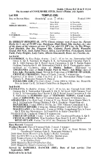 Stable 3 Rows B,C,D & E 13,14 on Account of COOLMORE