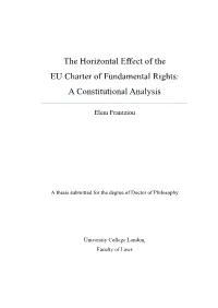 The Horizontal Effect of the EU Charter of Fundamental Rights: a Constitutional Analysis