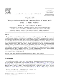 The Partial Compositional Characteristics of Apple Juice from 175 Apple Varieties Thomas A