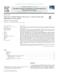 100 Years of Iodine Testing of the Cervix: a Critical Review And