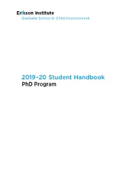 2019–20 Student Handbook Phd Program Contents Click on a Section to Navigate