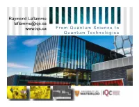 From Quantum Science to Quantum Technologies Message