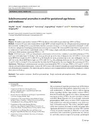 Subchromosomal Anomalies in Small for Gestational-Age Fetuses And
