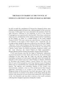 The Daily Eucharist at the Council As Stimulus and Test Case for Liturgical Reform