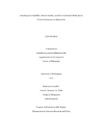 Assessing the Availability, Service Quality, and Price of Essential Medicines In