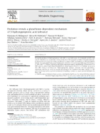 Evolution Reveals a Glutathione-Dependent Mechanism of 3-Hydroxypropionic Acid Tolerance