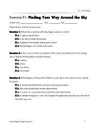 Exercise E1: Finding Your Way Around the Sky