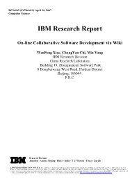 IBM Research Report On-Line Collaborative Software