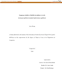 Language Attitudes of Qubcois Students Towards