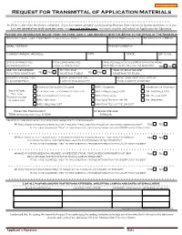 Request for Transmittal of Application Materials