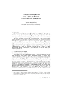 The English Spelling Reform in the Light of the Works of Richard Mulcaster and John Hart