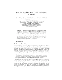 Web and Semantic Web Query Languages: a Survey