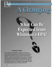 What Can Be Expected from Whitman's EPA? What Can Be