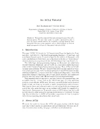 An ACL2 Tutorial