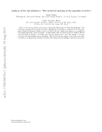 Analysis of the Jun Ishiwara's" the Universal Meaning of the Quantum