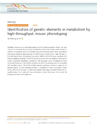Identification of Genetic Elements in Metabolism by High-Throughput