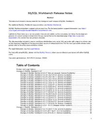 Mysql Workbench Release Notes