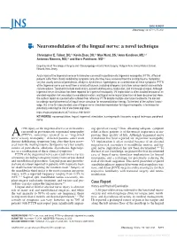 Neuromodulation of the Lingual Nerve: a Novel Technique