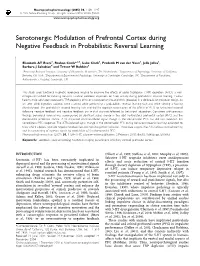 Serotonergic Modulation of Prefrontal Cortex During Negative Feedback in Probabilistic Reversal Learning
