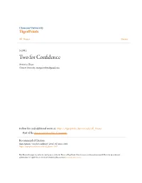 Two for Confidence Antonio Shaw Clemson University, Omegacerebro@Gmail.Com