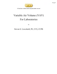 Variable Air Volume (VAV) for Laboratories