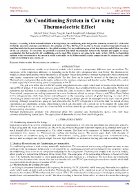 Air Conditioning System in Car Using Thermoelectric Effect
