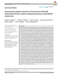 Assessing the Genetic Diversity of Farmed and Wild Rufiji Tilapia (Oreochromis Urolepis Urolepis) Populations Using Ddrad Sequencing