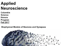 Biophysical Models of Neurons and Synapses Guest Lecture by Roger Traub