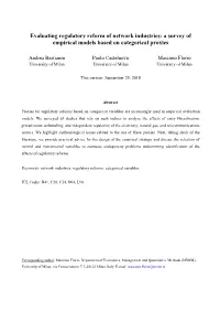Evaluating Regulatory Reform of Network Industries: a Survey of Empirical Models Based on Categorical Proxies