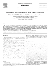 Geochemistry of Late Devonian Oils of the Timan-Pechora Basin