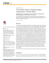 Intermediate Hosts of Angiostrongylus Cantonensis in Tenerife, Spain