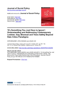 Journal of Social Policy 'It's Something You Just Have to Ignore'