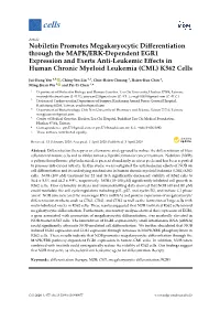 Nobiletin Promotes Megakaryocytic Differentiation Through the MAPK/ERK-Dependent EGR1 Expression and Exerts Anti-Leukemic Effect