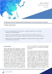 Xi Jinping and the Administrative Hierarchy and Subdivisions in China Mrittika Guha Sarkar