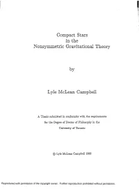 Compact Stars in the Nonsymmetric Gravitational Theory by Lyle