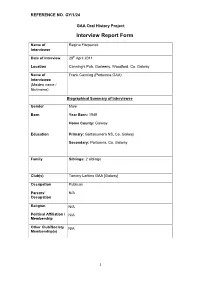 GAA Oral History Project Interview Report Form