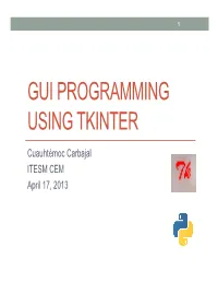 Gui Programming Using Tkinter