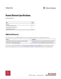 Heater Element Specifications Bulletin Number 592