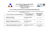 Name and Address of Company/Employer Name And
