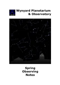 Spring Observing Notes